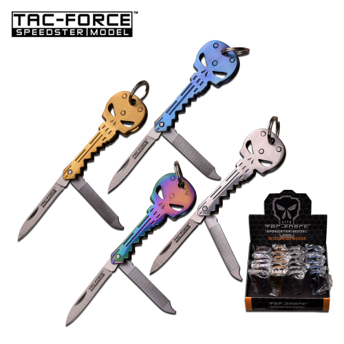 (24pc) COUTEAU PORTE-CLÉ PLIANT TAC FORCE
