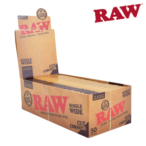 RAW CLASSIC PAPER SINGLE WIDE SINGLE WINDOW CUT CORNERS 50/50