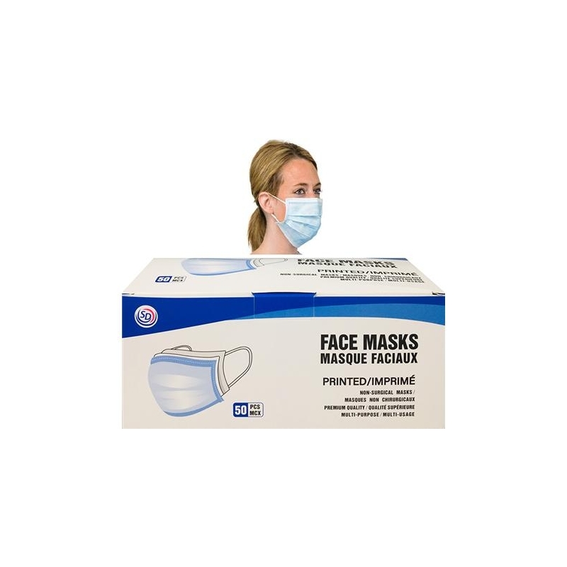 (x50) DISPOSABLE FACE MASK 3-PLY BLUE