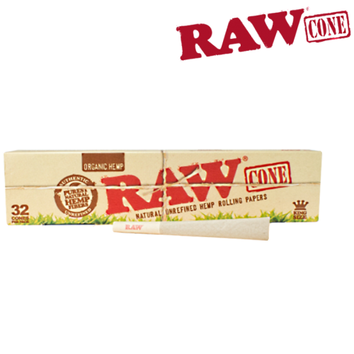 (PACK 32) RAW ORGANIC KINGSIZE PRE-ROLLED CONES