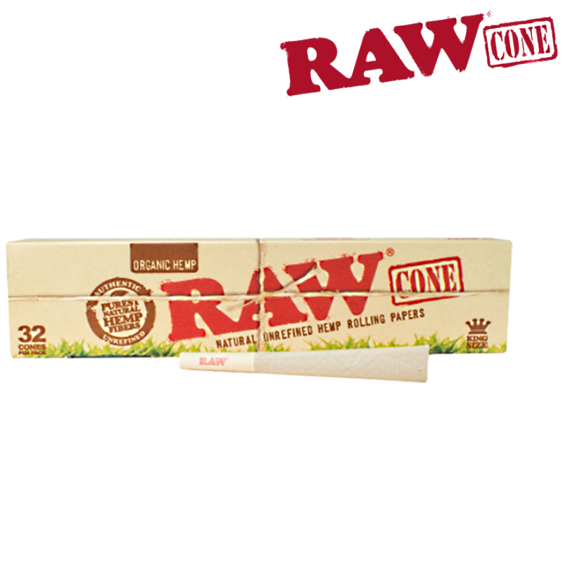 (PACK 32) RAW ORGANIC KINGSIZE PRE-ROLLED CONES