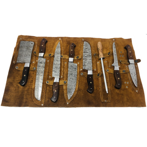 ENSEMBLE DE COUTEAU DE CUISINE PAKISTANAIS EN ACIER DAMAS FORGÉ À LA MAIN