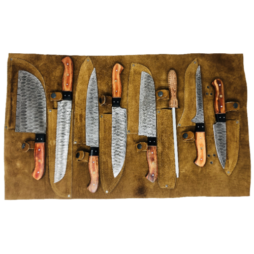 HAND FORGED DAMASCUS STEEL PAKISTANI KITCHEN KNIFE SET