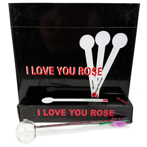 (24x) 6" Pipe en verre I LOVE YOU ROSE