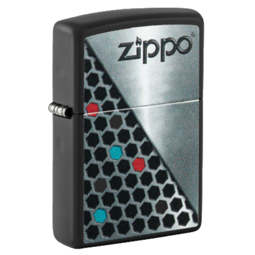 ZIPPO NOIR MAT CONCEPTION HEXAGONE