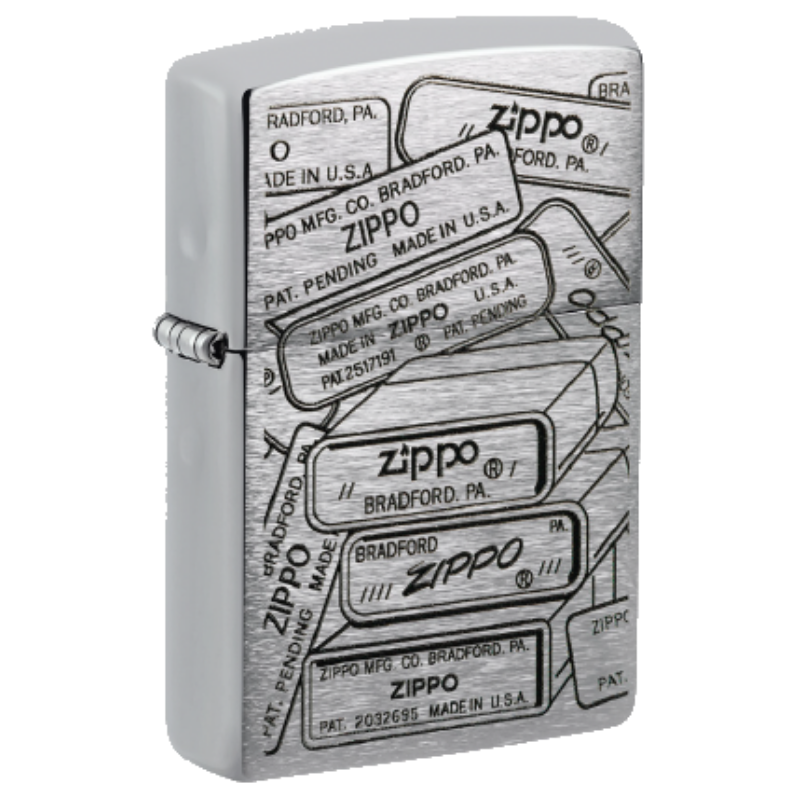 ZIPPO BRUSHED CHROME STAMPS DESIGN