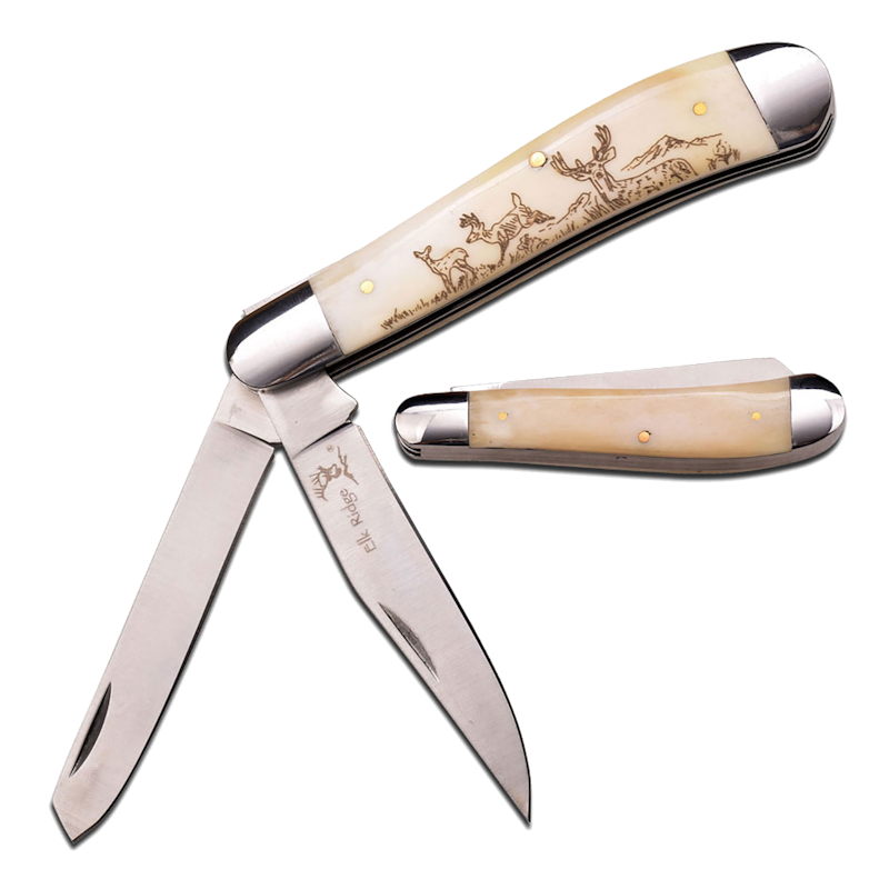 7" ELK RIDGE - FOLDING KNIFE - GENTLEMAN'S KNIFE - TRAPPER