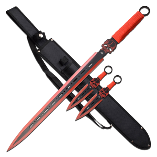 26.25" FANTASY MASTER - FANTASY SWORD WITH 2 THROWING KNIVES