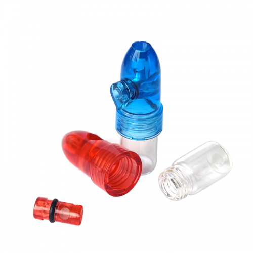 GLASS & PLASTIC POCKET PILL CASE SNUFFER
