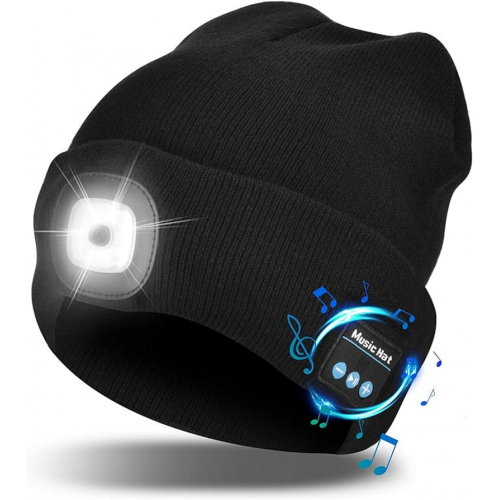 MoodMeaker Bluetooth Beanie Hat with Light Wireless Headphones