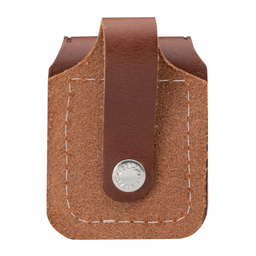 ( BROWN ) ZIPPO LEATHER POUCH WITH BELT LOOP