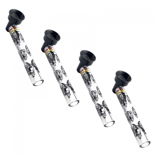 90mm PIPE EN VERRE ET MÉTAL SUR CARTE AVEC GRILLES (x5)