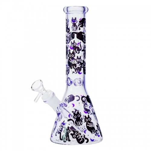 10" 4mm BEAKER BONG CHATS EN FOLIE