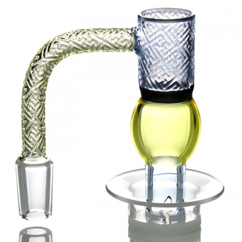 COLORED TERP VACUUM MALE QUARTZ BANGER WITH CARVED PATTERN