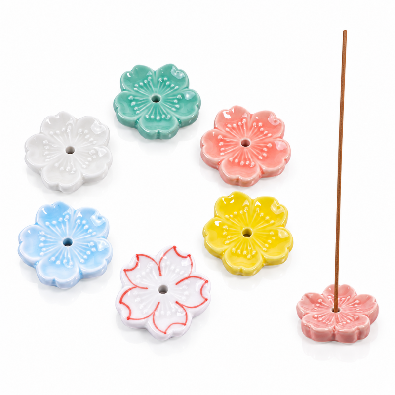 BRÛLE-ENCENS DE CÉRAMIQUE EN FORME DE FLEUR