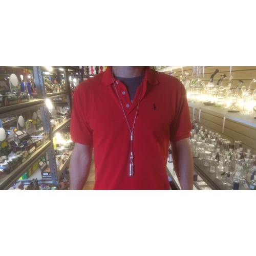 Metal pipe with necklace