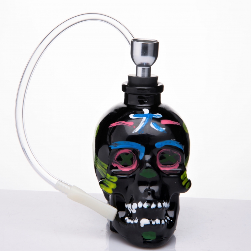 86mm Glass water pipe skull colored