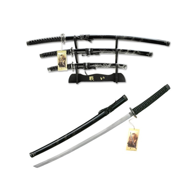 SAMURAI SWORD SET 39.5" OVERALL, 3 PIECE SET